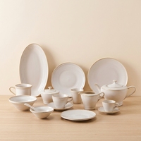Service de table en céramique blanc crème ST, assiettes, bols, tasses en porcelaine, ensemble de table, juego de vajilla, hôtel, restaurant, restauration, en gros