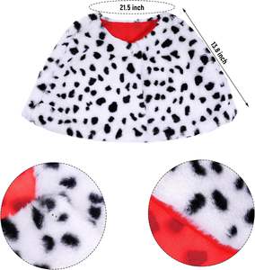 Accessoires de <span class=keywords><strong>costume</strong></span> de <span class=keywords><strong>Dalmatien</strong></span>, écharpe châle noir et blanc de <span class=keywords><strong>Dalmatien</strong></span> pour costumes d'Halloween femme 2025 - Product Image 2