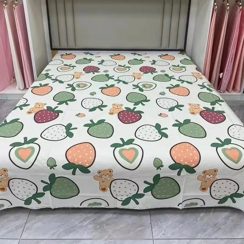 Twill bed cover 2*2.3m small fresh floral cartoon plaid comfortable soft double bed cover