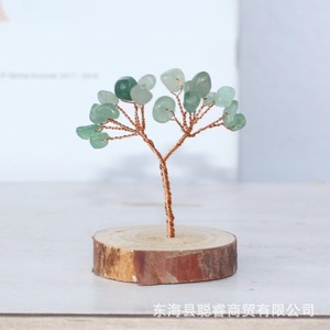 Crystal Tree Ornament Natural Stone <b>Wire</b> <b>Craft</b> Eco-Friendly Wood Base Home Decor Gift - Product Image 1