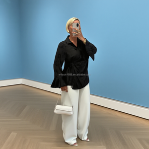 Chemisier élégant en satin à motif <span class=keywords><strong>cœur</strong></span> pour adultes, coupe ample, doux, décontracté, ton sur ton, vêtement islamique d'automne respirant, longueur intégrale - Product Image 3