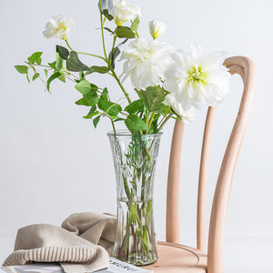 30cm de altura transparente hoja de bambú girasol sarga tulipán de <span class=keywords><strong>cristal</strong></span> en relieve florero de <span class=keywords><strong>cristal</strong></span> decoración hogar boda decoración jarrones - Product Image 3