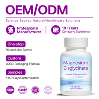 Capsules de bisglycinate de magnésium en marque privée pour adultes, santé musculaire, fonction nerveuse, fabricant de suppléments de magnésium OEM