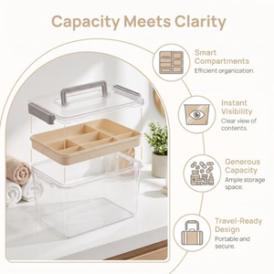 Boîte de rangement pour blocs de construction, outils, vêtements, collations, boîte en PP portable, empilable, avec couvercle et base, pour dortoir, chambre à coucher - Product Image 4