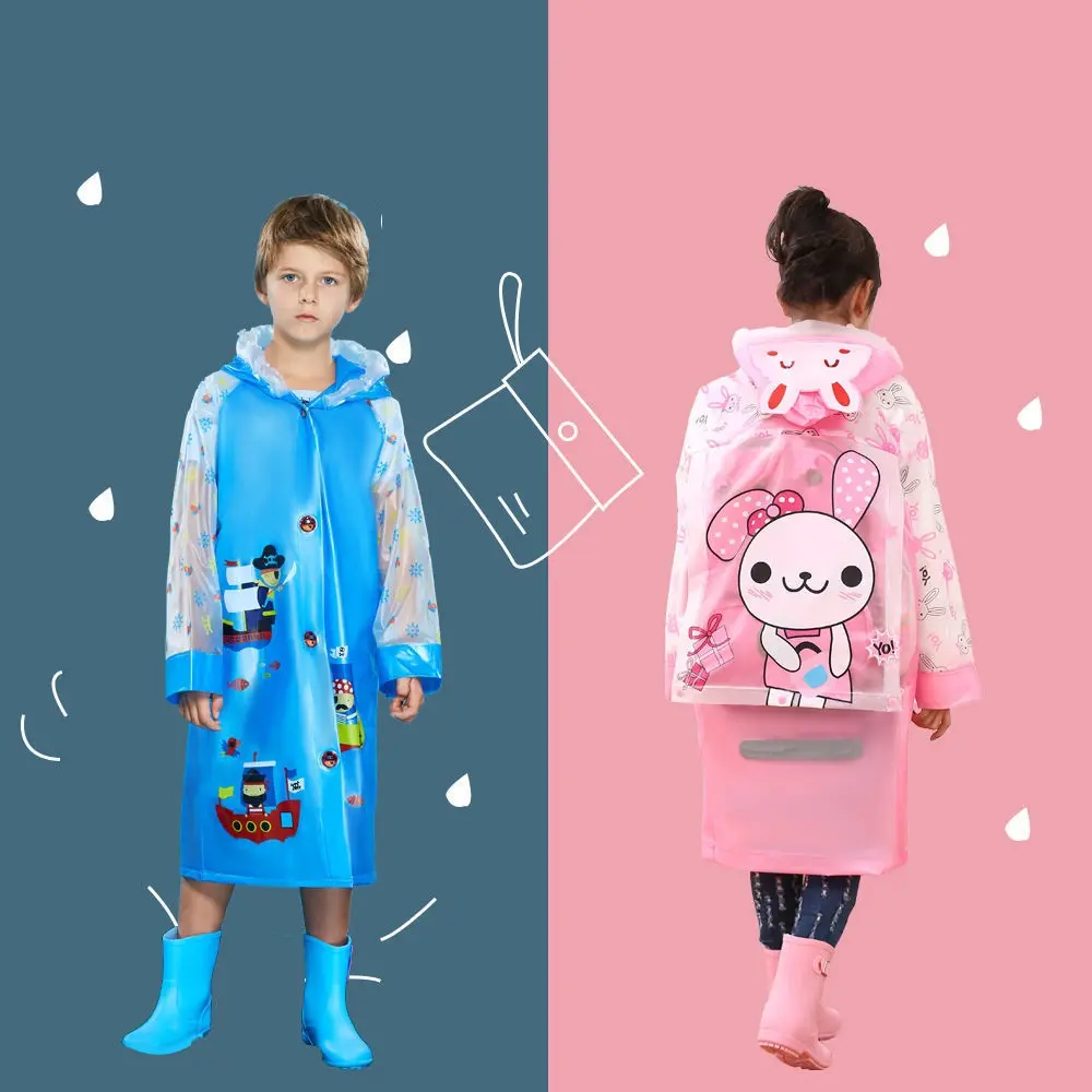 YIZHI Kinder Cartoon niedlichen wasserdichten PVC Regenmantel Jungen und Mädchen Regenmantel Kinder Outdoor Regen mäntel für Kinder Regen bekleidung