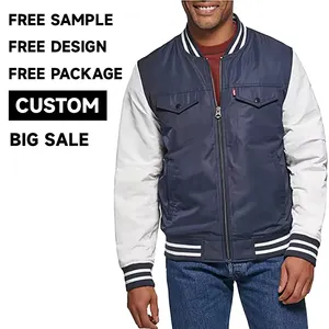 Fall Spring Bubble Short Bomber Jackets Lightweight Coat Plus Size Varsity Jacket For Men