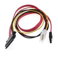 Cable combinado de datos y alimentación SATA3.0 de 40 cm y 6 Gb/s de 15 pines a SATA de 7 pines y 22 pines + IDE Molex de 4 pines para disco duro de PC, SSD