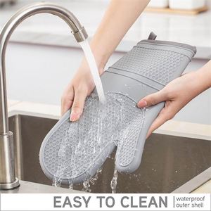 Gant de cuisson en silicone résistant à la chaleur, antidérapant, pour four et barbecue, imperméable, pour cuisine - Product Image 5