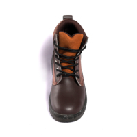 Sepatu bot keselamatan kerja, sepatu bot kulit sapi halus, Sol injeksi PU, baja pengaman jari kaki, Anti statis, sepatu keselamatan