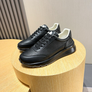 Running Versatile Trendy Stylish Men's Genuine Leather Casual Low-top Clunky Sneakers Breathable Lace-<b>up</b> Shoes - Product Image 3