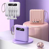 Chargeur de téléphone portable personnalisé avec logo, mini batterie externe 5000mAh 10000mAh, affichage numérique, 4 câbles intégrés, Micro USB 10W, PVC, vente en gros d'usine