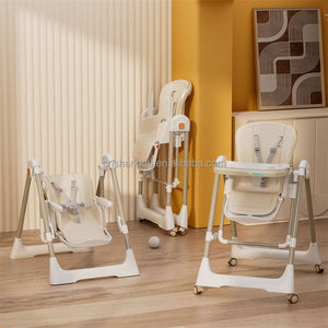 Chaise haute pliable pour bébé avec roues verrouillables, dossier inclinable réglable, double plateau amovible, housse en PU facile à nettoyer, chaise de repas pour tout-petit - Product Image 1