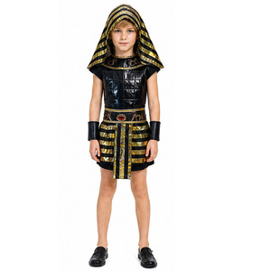 Costume de pharaon égyptien pour garçons, tenue de cosplay noire et dorée pour enfants, déguisement de fête - Product Image 1