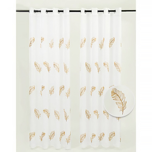 Rideaux à œillets en gros pas chers, 1 pièce, broderie de plumes, rideaux transparents <span class=keywords><strong>pour</strong></span> <span class=keywords><strong>cuisine</strong></span>, chambre à coucher, salon - Product Image 1
