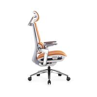 Chaise de bureau ergonomique à dossier haut en cuir orange, réglable en hauteur, pivotante, design moderne pour le personnel de travail