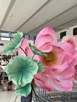 G-98 Lotus géant en organza rose romantique, fait main, pour décoration intérieure, galerie d'art, cérémonie de mariage, décoration d'espace