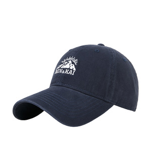 Run&Kai Baseball Cap Dark Blue Cotton Embroidered Logo Unisex <b>Sunscreen</b> Breathable Hat - Product Image 1