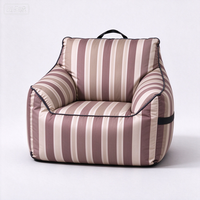 Fauteuil pouf moderne rayé personnalisable à une place avec rembourrage EPP, housse amovible, imperméable, doux et confortable pour une utilisation intérieure/extérieure