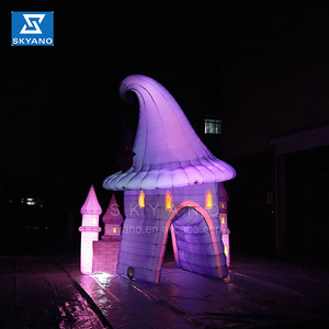 Énorme château de chapeau de sorcière de diable violet d'éclairage de LED gonflable avec <span class=keywords><strong>la</strong></span> tête de fantôme sur le front pour Halloween - Product Image 3