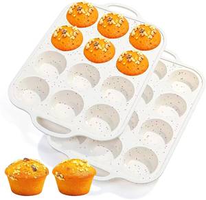 MUYULINS factory 12-cup <b>pan</b>, metal reinforced frame, regular size, with <b>handle</b>, non-stick silicone cake mold - Product Image 1