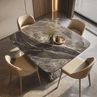 OEHOME Luxuriöses Modernes Tragbares Esszimmer-Set mit 4 Umweltfreundlichen Wasserfesten Marmorplatten und Verstellbaren Metallbeinen, 5 Jahre Garantie