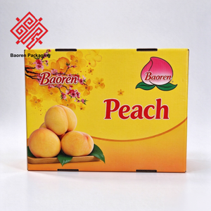 Caja de regalo de cartón corrugado impresa a medida para melocotones con bolsa de papel a juego para el empaque de melocotones amarillos frescos - Product Image 2