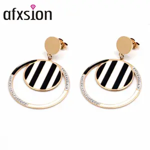 AFXSION New hot fashion jewelry clothing accessories drop earrings stainless steel earrings for woman