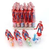 Mainan permen Spiderman plastik Mini dengan puting pop Lollipop