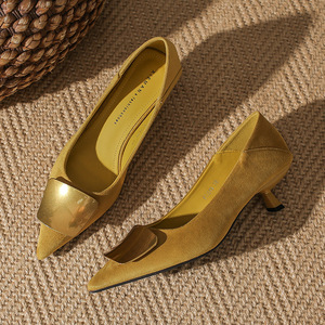 Spring Summer Fashion Trend Korean PU Soft Height Increasing Hard-Wearing Comfortable Evergreen Anti-Slip 7.5cm Pumps - Product Image 4