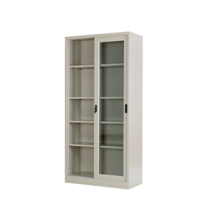 Gabinete con 4 estantes ajustables y de cerradura de puerta corredera de 2 puertas correderas de vidrio muebles de oficina de acero del Gabinete de archivo de Metal - Product Image 2