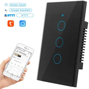 Tuya 3 Gang Smart Wifi interruptor de luz Wifi interruptor de Control remoto/Wifi interruptor de pared inteligente