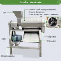 Fruitontpitter, zaadverwijderaar, sapcentrifuge, machine voor het verwerken van mango's en kleine perziken.