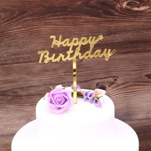 Acrilico buon compleanno Glitter Gold <span class=keywords><strong>Cake</strong></span> <span class=keywords><strong>Topper</strong></span> parola DIY Logo per la festa degli amici Premium promozionale per feste - Product Image 3