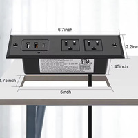Multiprise de bureau noire encastrable avec 2 prises CA pour mobilier de bureau et table