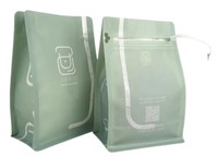 Sac d'emballage pour café à fond plat recyclable personnalisé avec fonction anti-humidité, valve et fermeture éclair imprimées en gravure