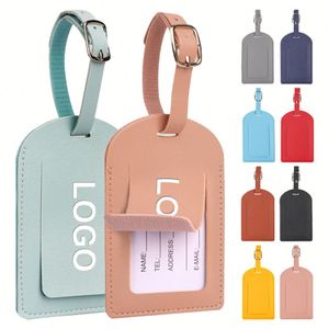 Étiquette de bagage promotionnelle en cuir PU avec logo personnalisé, durable, imperméable, anti-perte, pour valise de voyage, avec identification - Product Image 1