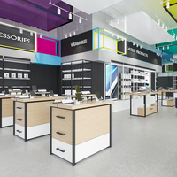 Comptoir de magasin de téléphonie mobile en verre moderne avec design personnalisé, matériau durable pour les magasins de vente au détail de téléphonie mobile