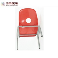 Chaise de salle à manger scolaire ergonomique empilable sans accoudoirs Flyfashion en plastique moderne avec patins à billes métalliques, trous de ventilation et cadre thermolaqué