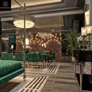 Di alta qualità in ottone divano Villa mobili oro italiano di lusso in velluto verde poltrona <span class=keywords><strong>e</strong></span> soggiorno divano Set - Product Image 3