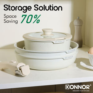 Expédition directe depuis les États-Unis, 5 pièces, ensemble de casseroles et poêles, revêtement antiadhésif en céramique, ensemble de batterie de cuisine <span class=keywords><strong>avec</strong></span> poignées amovibles et couvercles, compatible induction - Product Image 2