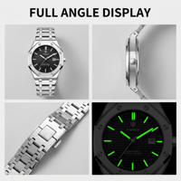 X-GEQCK Nouvelle montre automatique pour homme à trois yeux et six aiguilles, phase de lune, bracelet en acier inoxydable, montres de luxe pour la mode masculine