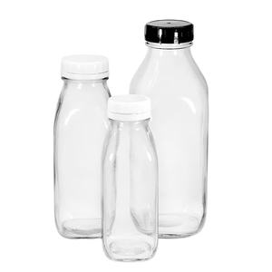 New Stock 250ml 500ml Botellas de vidrio cuadradas para licuadora de jugo de espino Jugo fresco <span class=keywords><strong>Pediasure</strong></span> Leche de vainilla con tapa de plástico blanco - Product Image 3