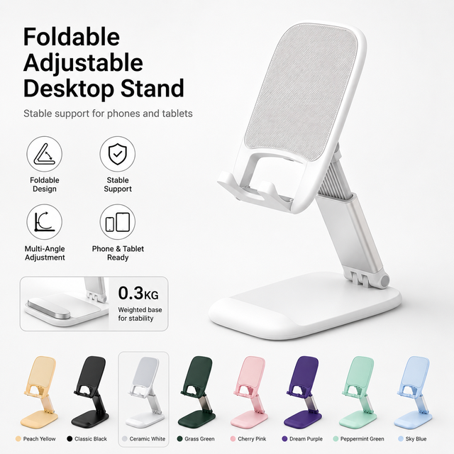 Portable Foldable Phone Stand ABS Plastic Anti-Vibration Shockproof Desk Mount Compatible for for for for Bedroom