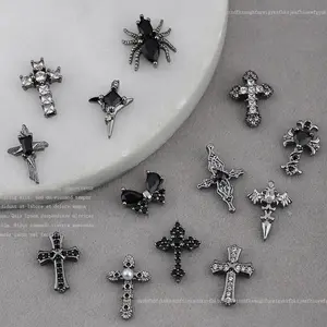 Nail Charms Cross Decoration Alloy Metal Spider Rhinestone Bow Punk Style Nail Art Supplier Jewelry