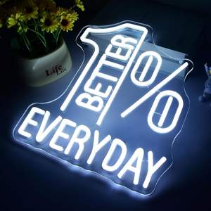 Enseigne au néon « 1% de mieux <span class=keywords><strong>chaque</strong></span> <span class=keywords><strong>jour</strong></span> » pour la décoration murale, enseigne lumineuse pour salle de sport, inscription inspirante, enseignes au néon personnalisées - Product Image 2