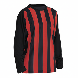 Maillot de football à manches courtes pour hommes en coton 100% solide noir et rouge SI-MTS-0134 personnalisé anti-boulochage - Product Image 1