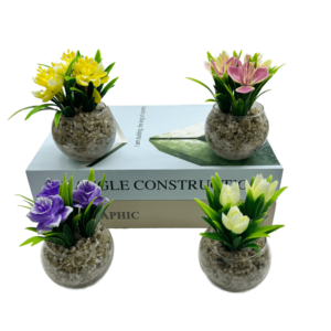 Petite plante et fleurs artificielles en verre vert pour la <span class=keywords><strong>d</strong></span>écoration intérieure <span class=keywords><strong>D</strong></span>éco verte - Product Image 6