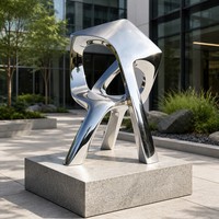Escultura Geométrica Contemporánea de Acero Inoxidable Pulido de Lujo, Música y Amor, para Espacios Públicos Corporativos, Día Nacional