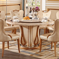 Europäischer Stil Luxus Esstisch High-End-Rund drehbar Eck-Marmor-Tisch Platte Esstisch-Set