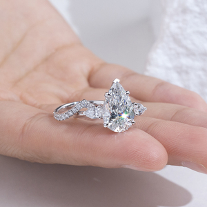 Messi Jewelry MSR-2077 14K Gold Pear Shape Lab Grown <b>Diamond</b> <b>Ring</b> - Product Image 5